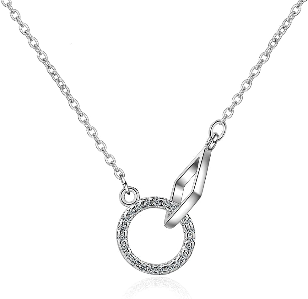 Square and Circle Interlock Clavicle Short Necklace Zirconia for Women Collares Erkek Kolye