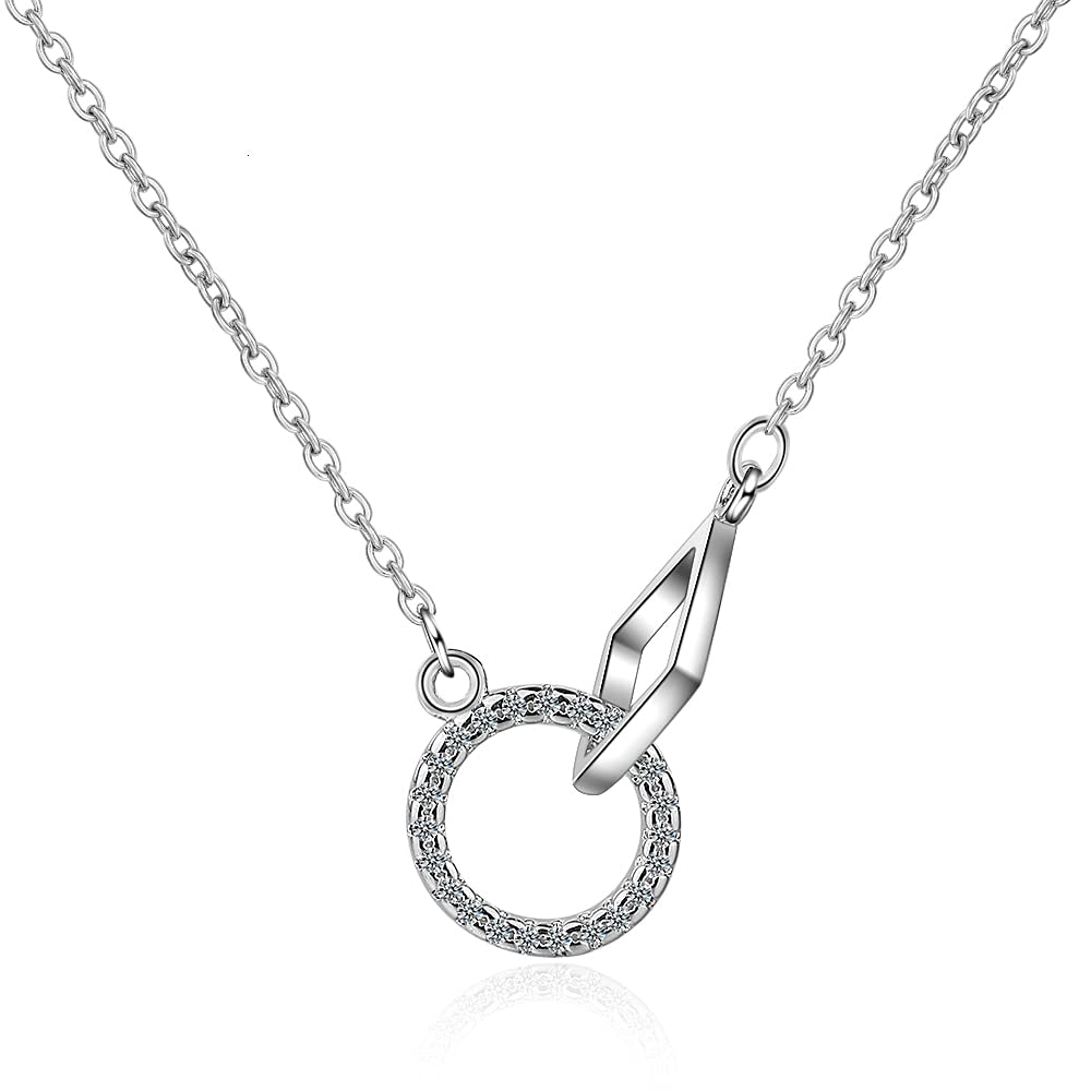 Collier clavicule en argent 925 avec pendentif géométrique entrelacé
