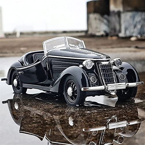 Image of 132 Vintage Diecast Metal Car Classic Toy Car For Kids Light Sound Pullback Openable Door, Green