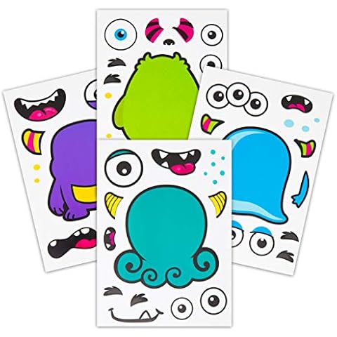 24 Make A Monster Stickers for Kids - Monster Themed Birthday Party Favors & Supplies - Fun Craft Project for Children 3+ - Let Your Kids Get Creative & Design Their Favorite Monster Stickers Cover