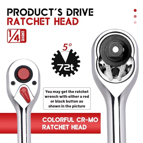 Image of 1 /4 Inch Drive Ratchet Wrench Socket Wrench 5.9'' /15cm