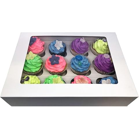 LARRYROO 12 Hole Windowed Cupcake Boxes Cover