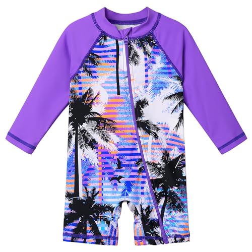 Image of HUAANIUE Toddler Girl Swimsuit Long Sleeve UPF50+ Sun Protection