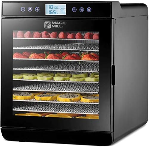 Magic Mill Food Dehydrator Machine (10 Stainless Steel Trays) Digital Adjustable Timer | Temperature Control | Keep Warm Function | Dryer for Jerky, Herb, Meat, Beef, Fruit and To Dry Vegetables