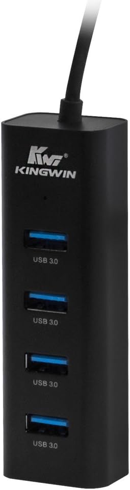 Kingwin USB Hub 4 Port USB 3.0 Data Hub Aluminum for Mobile SSD, MacBook, Mac Pro/Mini, iMac, Chromebook, Surface Pro, USB Flash Drives, Notebook PC, XPS, and More (KWZ-400-BK)