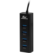 Kingwin USB Hub 4 Port USB 3.0 Data Hub Aluminum for Mobile SSD, MacBook, Mac Pro/Mini, iMac, Chromebook, Surface Pro, USB Flash Drives, Notebook PC, XPS, and More KWZ-400-BK