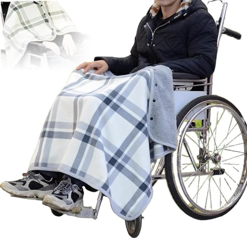 HEARSO Manta Chal para Silla Ruedas Doble Capa,mantente Caliente Forro Polar Chal Capa Silla de Ruedas frazada térmica Ideal para Invierno y Clima frío Adecuado Mayor Mujer