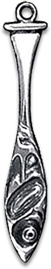 Sterling Silver Salmon Paddle Necklace Pendant. Made in USA.