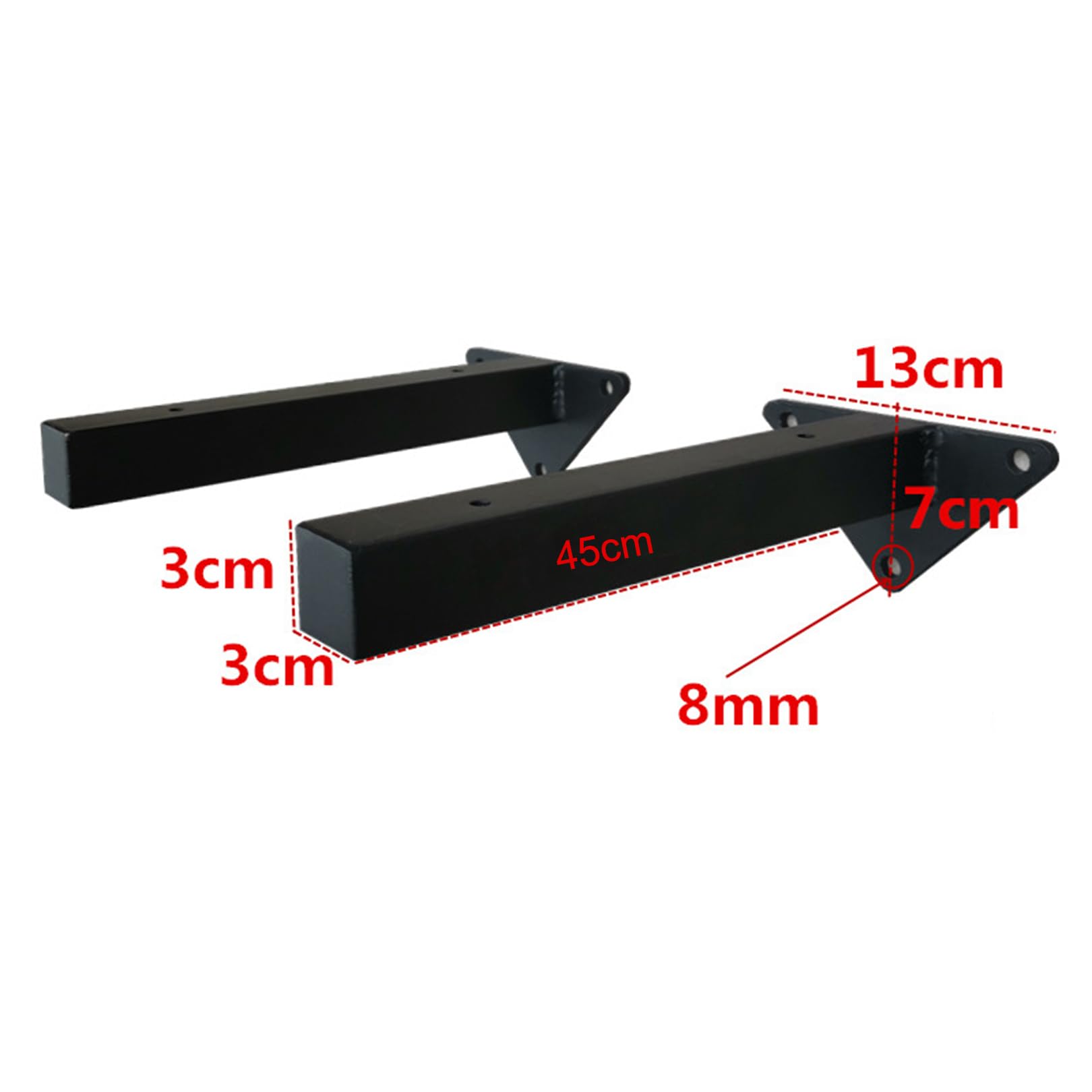 2 Piezas Soportes de Estante de Metal,Pesado Escuadra para Estanterías Flotante,Soportes de Estantería angulares resistentes para colgar en la pared,con Tornillos,Negro (45cm)