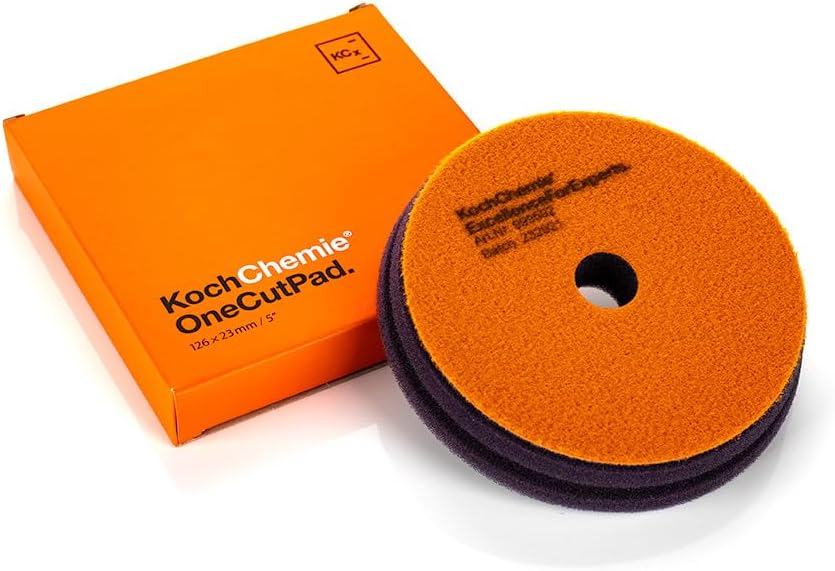 Koch-Chemie - One Cut Pad - Medium Abrasive Sponge for Removing Moderate Weathering & Scratches; Low Torsion Forces & High Stability; Long-Lasting Compression Hardness; Contours Easily (126mm x 23mm)