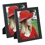 8x10 inch Picture Frame (2pk) Made of Solid Wood High Definition Glass for Table Top Display and Wall mounting photo frame Black