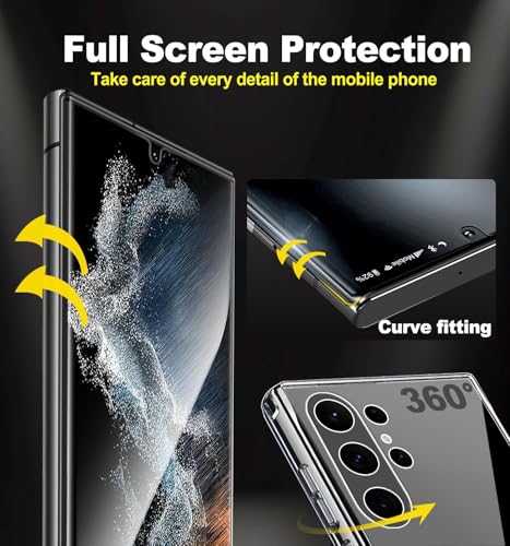 Image of 4YouQuality Privacy Tempered Glass Screen Protector Compatible with Samsung Galaxy S23 Ultra (6.8 Inch) | Curved UV Anti-Spy Screen Guard | 9H Hardness | HD Clear | Fingerprint Sensor Support | Full Coverage | Easy Installation | Pack of 1