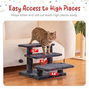   15H-Multi-Step-Pet-Stairs-for-High-Beds-Sofas-3-Step-Cat-Stairs-with-2-Toy-Balls-Wide-Boards-for-Indoor-Kittens-Dogs-Pets-Climbing-Smoky-Grey