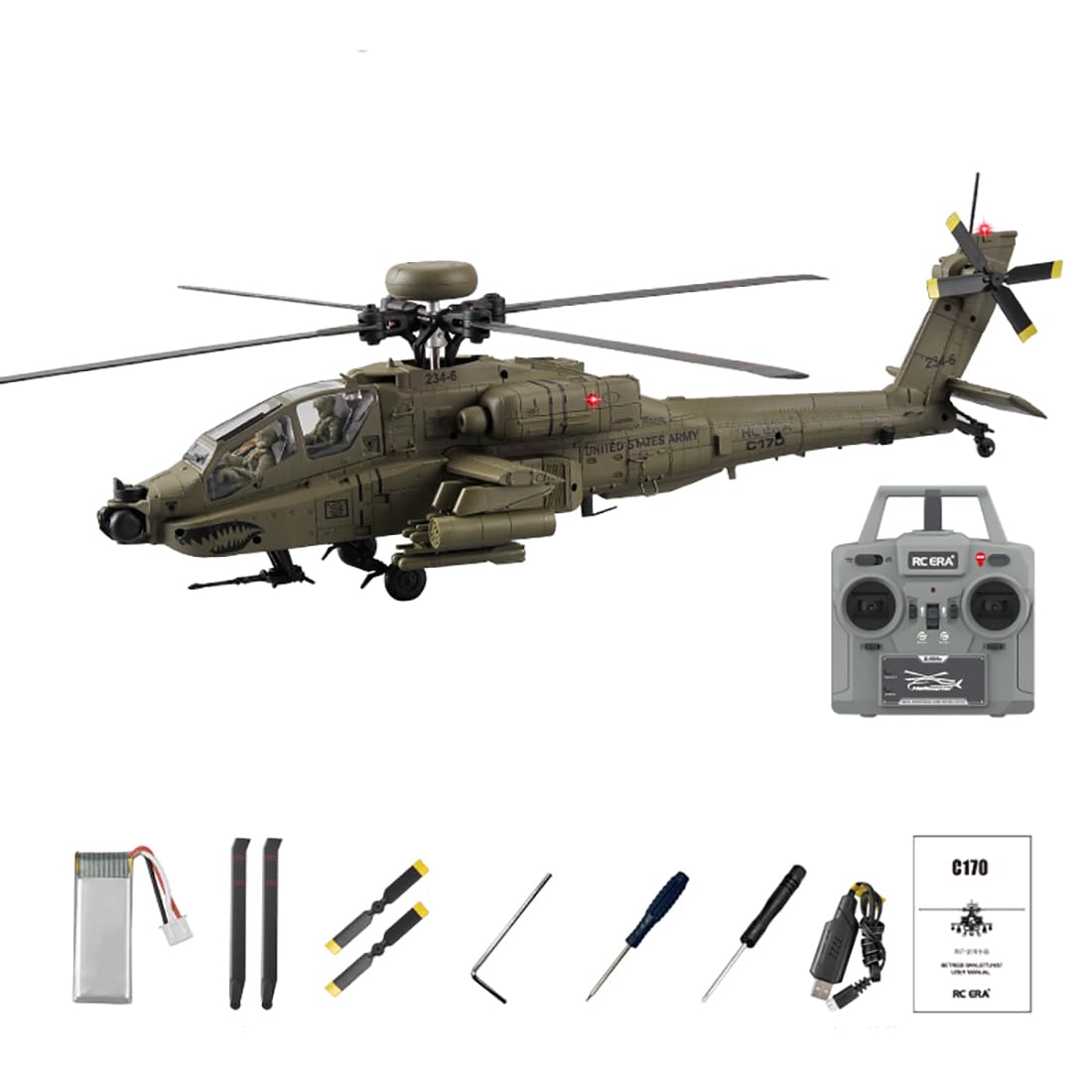 ラジオコントロールヘリコプター Amazon | C170 AH-64D 1/48 RCジャイロヘリコプター オプティカル