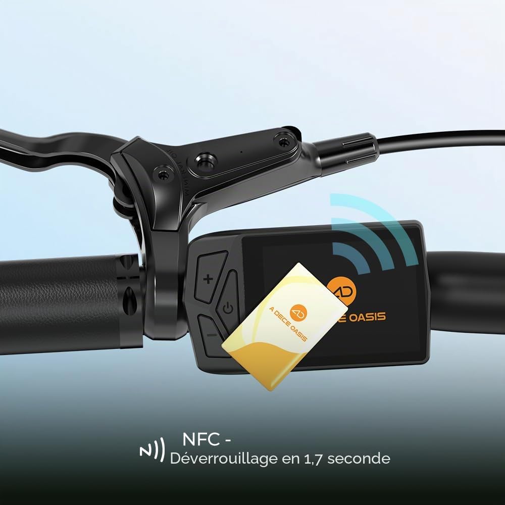 Ado Air20Ultra2026 Vélo électrique pliable, 25 km/h pour adultes, 36 V 9,6 Ah, autonomie 100 km, écran LCD, système MIK, capteur de couple, transmission par courroie, app, NFC, sac avant