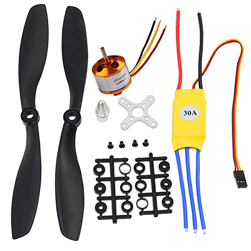abcGoodefg 1400KV RC Brushless Motor A2212 10T with 30A Brushless ESC Set 8045 Propeller Accessories Kit Mount for RC Plane DJI Quadcopter