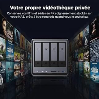 UGREEN NASync DXP4800 Pro NAS de Bureau 4 Baies, Processeur Intel i3-1315U 6 cœurs, 8 Go de RAM DDR5 Jusqu’à 96 Go, SSD 128 Go, 1 Port 10 GbE, 1 Port 2,5 GbE, 2×M.2 NVMe, HDMI 4K, (sans Disque)