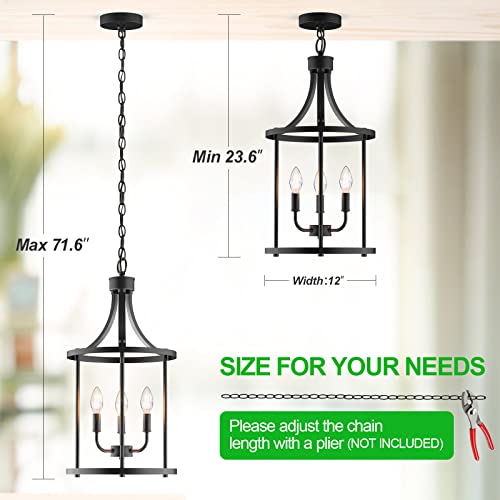 PARTPHONER Chandelier Pendant Light Fixture, 3 Light Farmhouse Black Chandelier Pendant Lighting，Open Frame Hanging Light Fixture for Dining Room Foyer Entrance Kitchen Island - Thumbnail 4