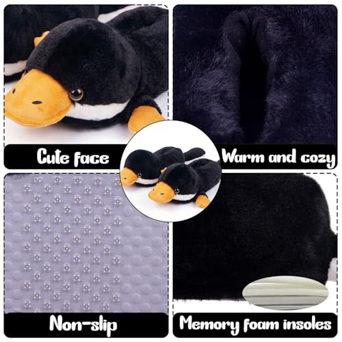 Image of ARELUX Animal Slippers Cotton Adult Unisex, Cute Novelty Raccoon Fox Red Panda Plush House Shoes with Non-Slip Sole, Warm Fuzzy Lining for Indoor Outdoor Cosplay Party Gift