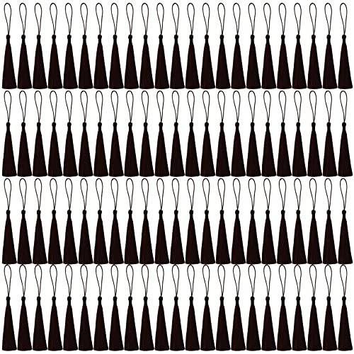 MUXGOA 150 Pcs Bookmark Tassels for Crafts,Key Chain Mini Tassels for Jewelry Making & Graduation Book Marks(Black)
