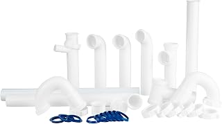 Variimage 1-1/2" Kitchen Sink Drain Repair Kit - 30-Piece P-Trap Plumbing Kit for Bathroom Sinks, Universal Wall/Floor Install