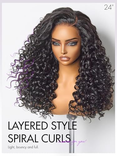 Image of LUVME HAIR All-Day Comfort 5X5 Bouncy Curly 180% Density Glueless Wigs Human Hair Pre Plucked Pre Cut Long Black Wig Lace Closure Wigs Frontal Wigs Human Hair Layered Curly