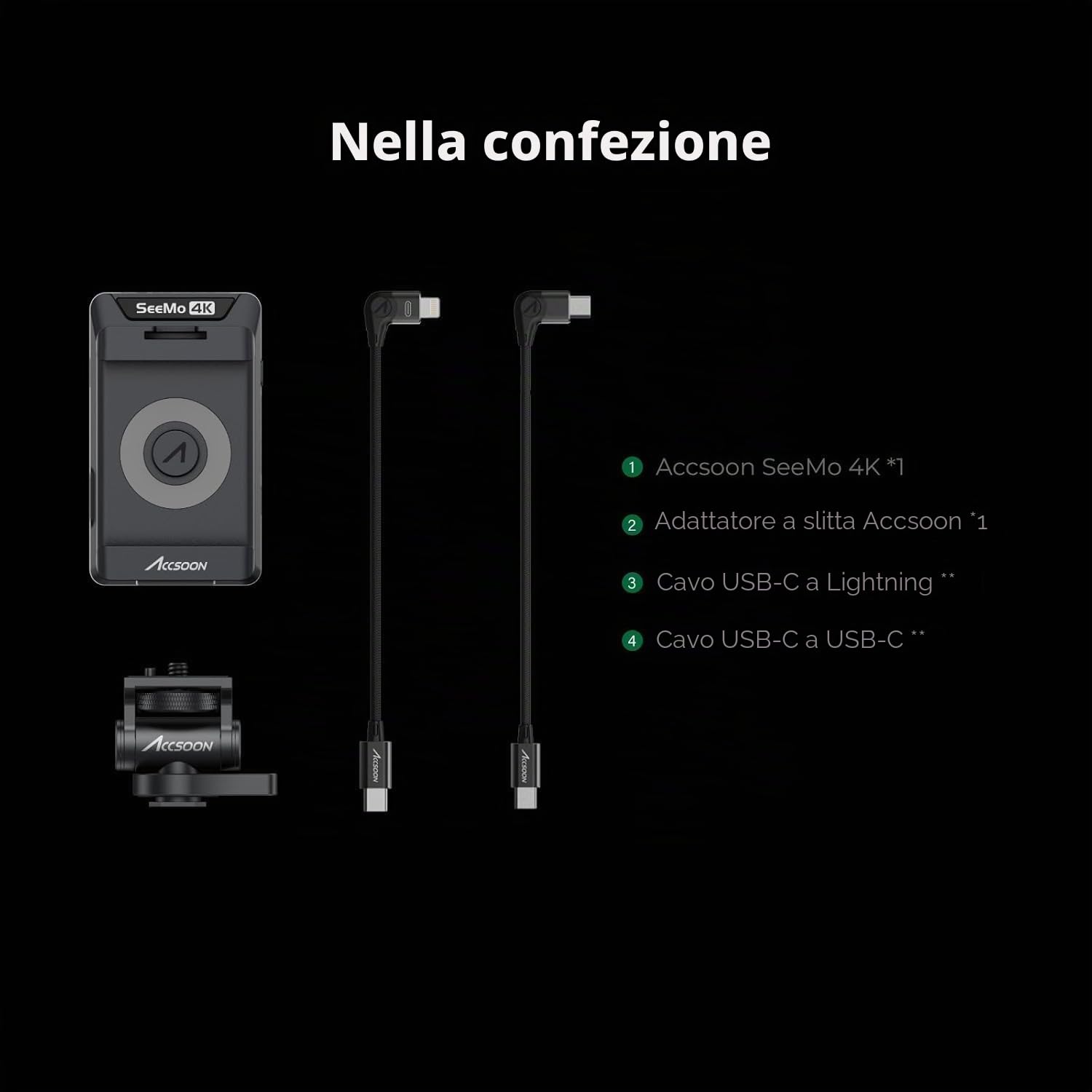 Accsoon - SeeMo Pro 4K per iOS - Adattatore di acquisizione video certificato MFI da HDMI a USB-C/Lightning
