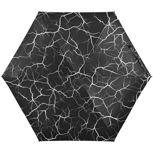 Parapluie de voyage compact blanc et marbre noir GAIREG