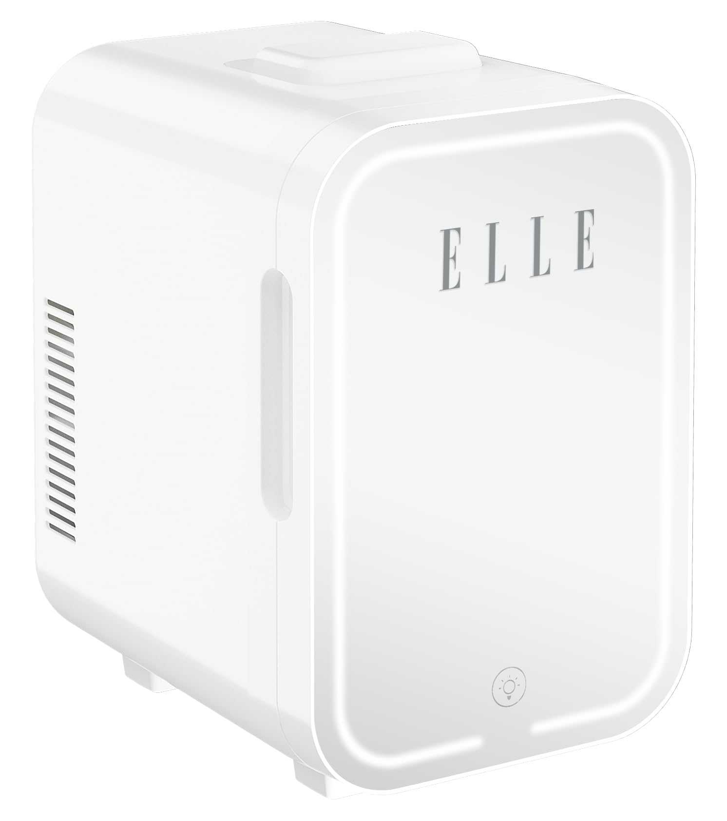 ELLE Mini lodówka na kosmetyki 8 l z lustrem LED, ciepła i zimna lodówka kosmetyczna, do pielęgnacji twarzy, kosmetyków, serum, masek i napojów, wbudowane oświetlenie LED, biała