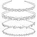 TecUnite 4 Pieces Wedding Party Crystal Flower and Leaves Crown Headband and Women's Faux Pearl Rhinestones Headdress for Bride Bridesmaids (Style Set 2)