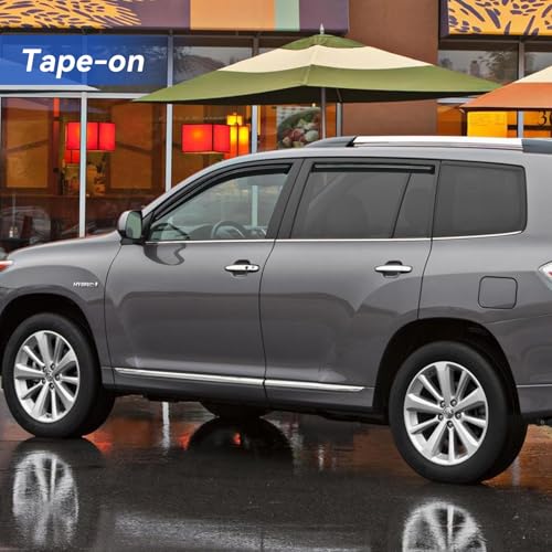 Image of Window Visors Rain Guards Shield for 2008-2013 Toyota Highlander, Out-Channel Window Vent Wind Deflectors Visors Shades for 08-13 Highlander Hybrid