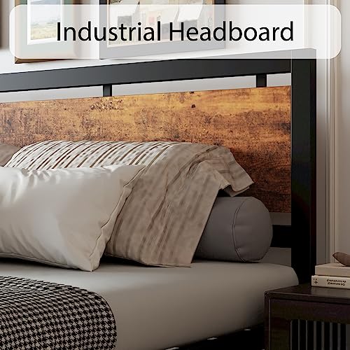 image for LIKIMIO California King Bed Frame with Headboard and Footboard, Metal 