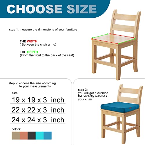 Pcinfuns Patio Chair Cushion 24 X 24 Inch Outdoor Seat Cushions For Patio Furniture Garden Sofa Couch Chair Pads With Adjustable Straps Set Of 2, Blue #TOP3