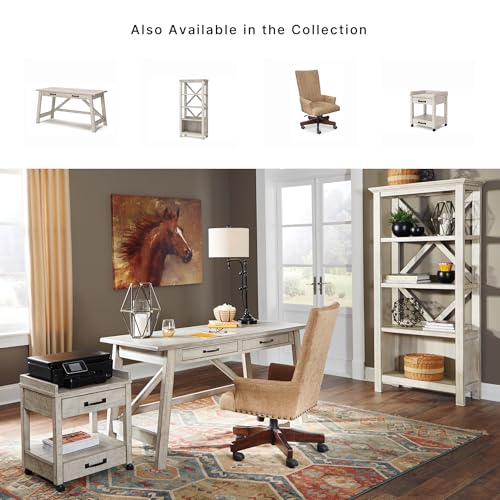 Signature Design by Ashley Carynhurst Farmhouse Large Leg Home Office Desk, 2 Storage Drawers, Vintage Bronze Hardware, Wood, 60.25" Wide, Antique White - image 6