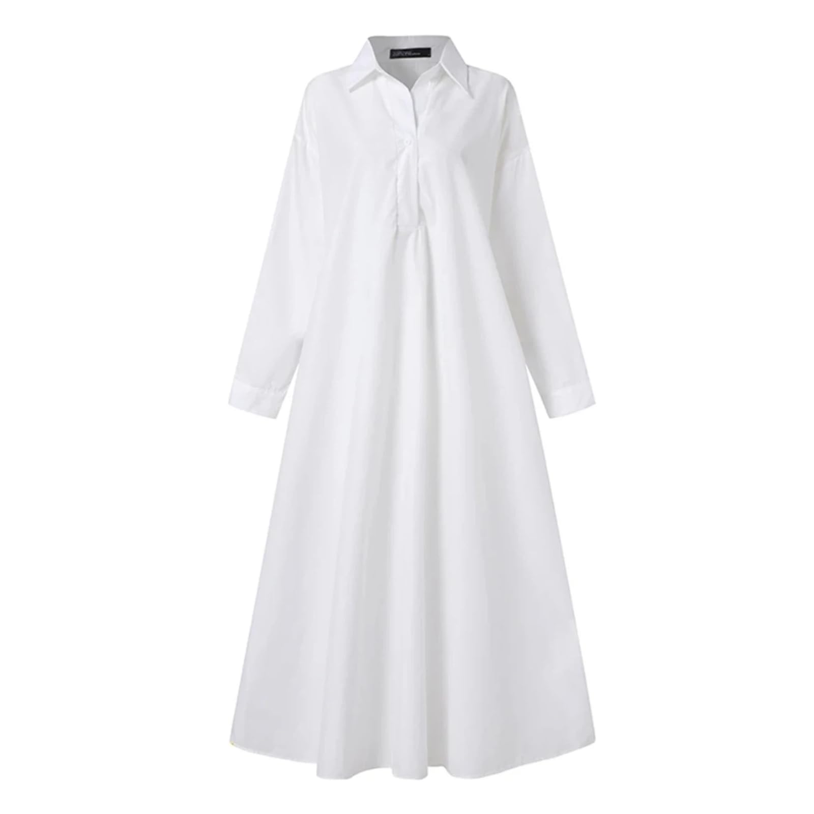 Vestido de Mujer Camisa de Manga Larga Vestido Holgado Oversize de Mujer Línea en A