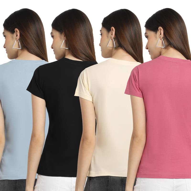 Image of Preneum Women's Cotton Regular Fit Graphic Stylish Printed Short Sleeves Casual T-Shirt |Trend & Styles