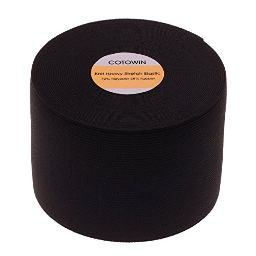 COTOWIN 3-Inch Wide Black Knit Heavy Stretch Elastic 10 Yards