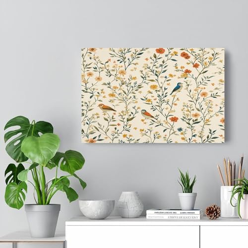 Impression sur toile grand format tableau fleurs oiseaux de la ferme décoration murale - 7