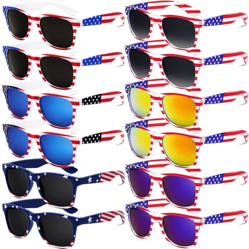 Image of knliwkm American Flag Sunglasses for Men USA American Flag Glasses Fourth of July Accessories