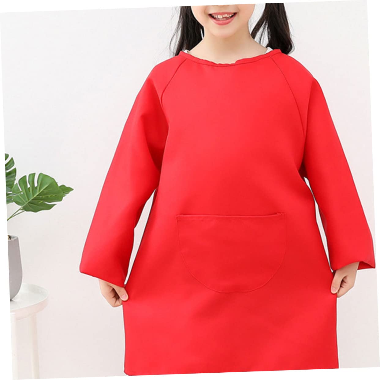 Abaodam 2piezas Delantal Infantil De De Manga Protector De Ropa Dibujar y Color Rojo