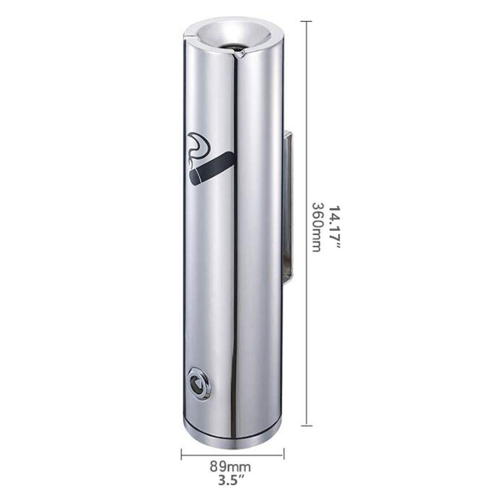 NTT Cendrier Mural en métal verrouillables Bins Ash en Acier Inoxydable Antirouille Cigarette Ash Bin Adapté Club Pub extérieur (Color : Silver, Size : B)