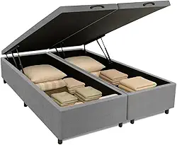 Cama Box Com Baú King 1,93m Prince Suede Cinza