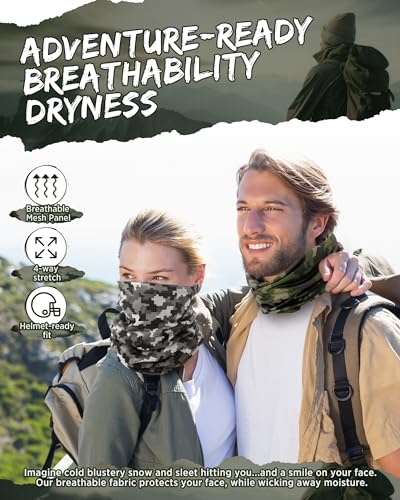 Image of Cuffbow 12 Pack Men Balaclava Neck Gaiter Cooling Breathable Face Mask UV Protection Scarf Hiking Bandana for Men /Women