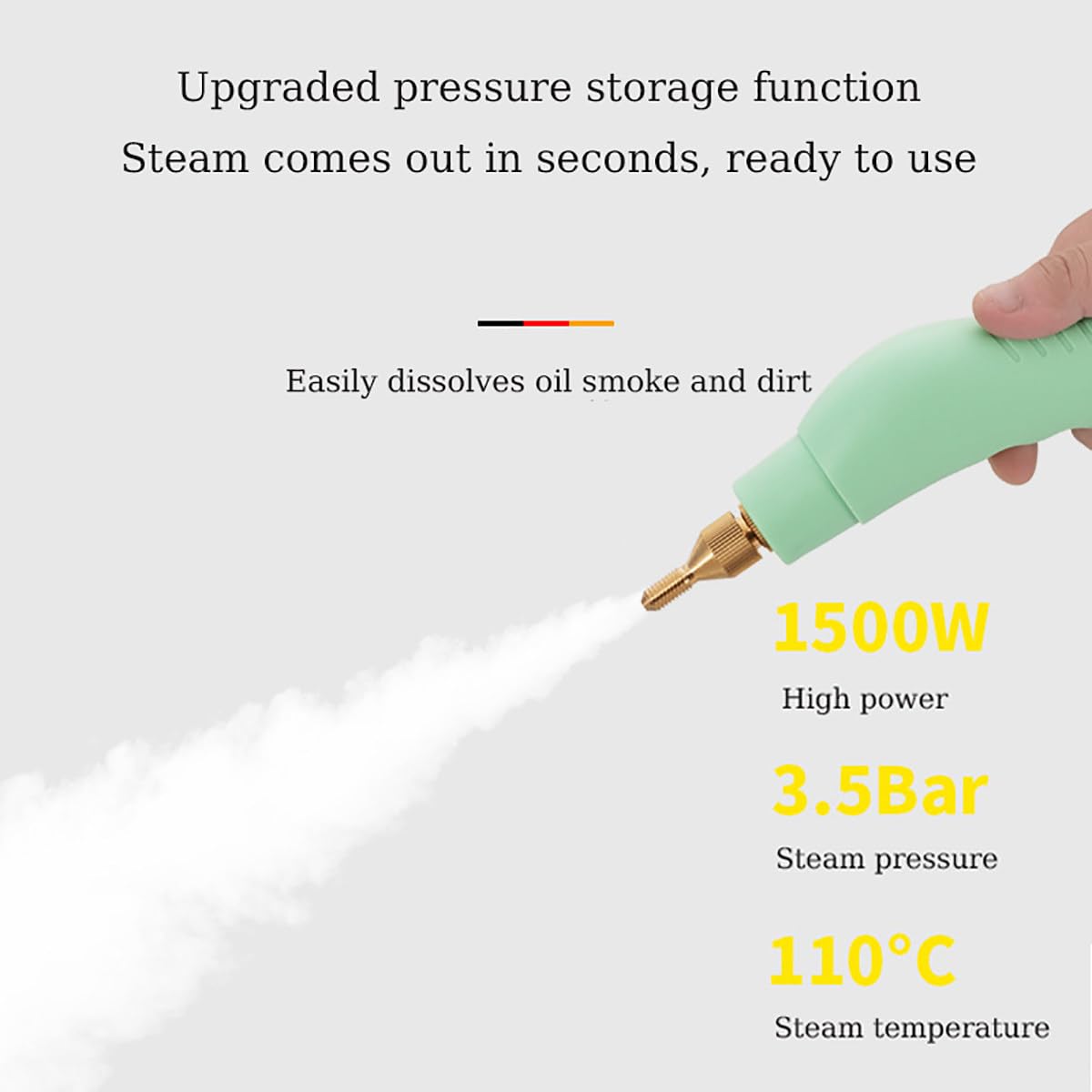 Limpiador A Vapor PortáTil De 1500 W Y 1,3 L (Vapor De 6 Velocidades),Vaporizador De Alta PresióN para Limpieza (110 ℃/3,5 Bar),Se Calienta RáPidamente En 15 Segundos,para Muebles,Cocinas,BañOs