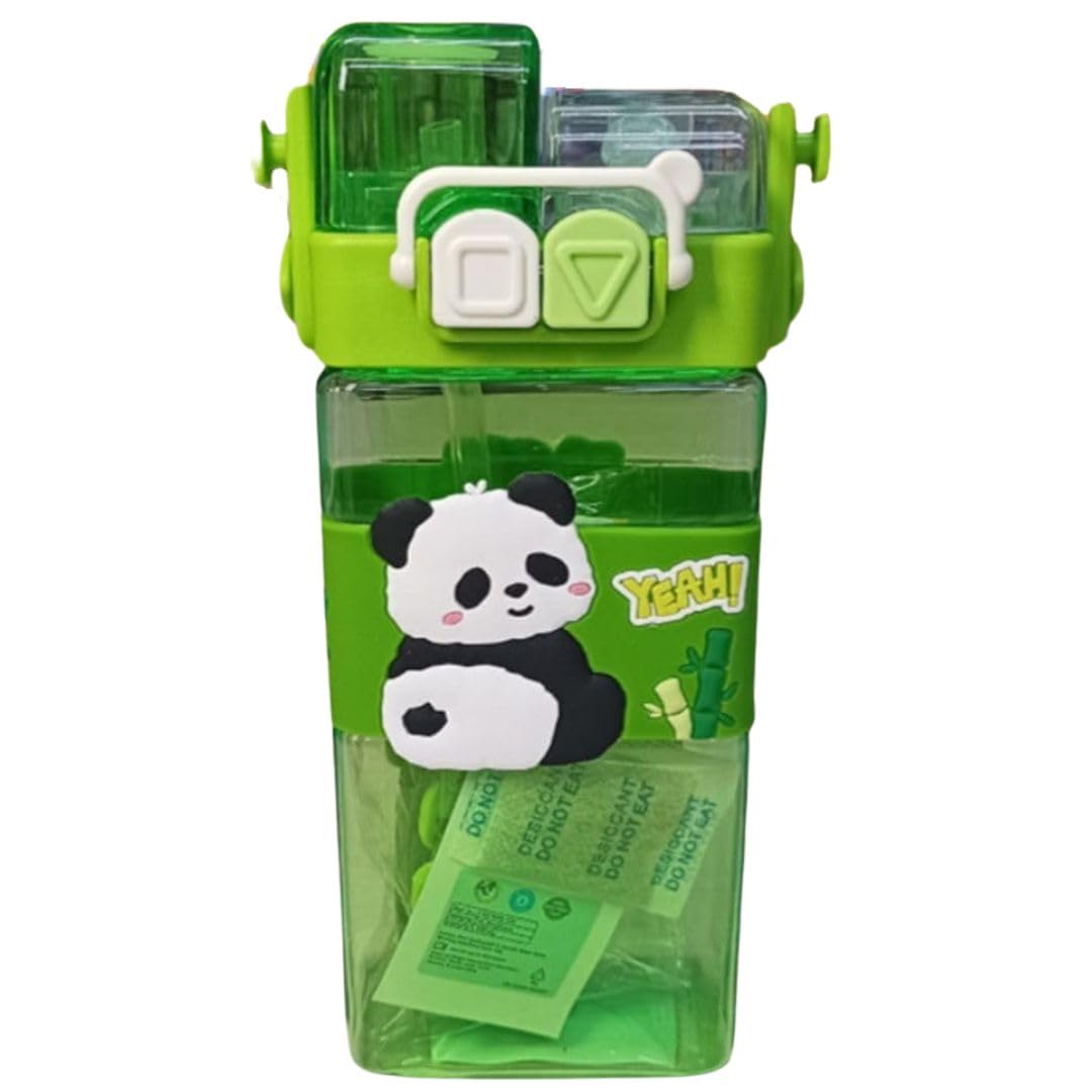 Cots and Cuddles 520ml Animal Design 2 Way Sipper Water Bottle for Kids – Leak-Proof, BPA-Free, School & Travel Friendly for Kids (Panda)
