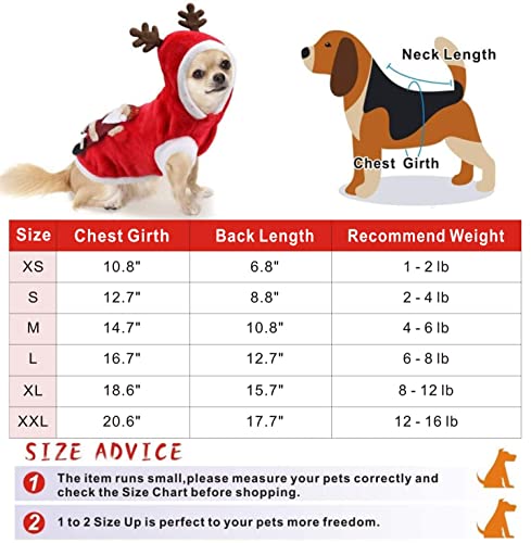 Idepet Dog Cat Christmas Coat Sweater Santa Claus Cartoon Reindeer Costume Soft Warm Coral Fleece Pet Hoodie Winter Thick Velvet Party Dress Up Hoody Apparel Clothes Christmas Jumpsuit For Puppy (Xs) #TOP2