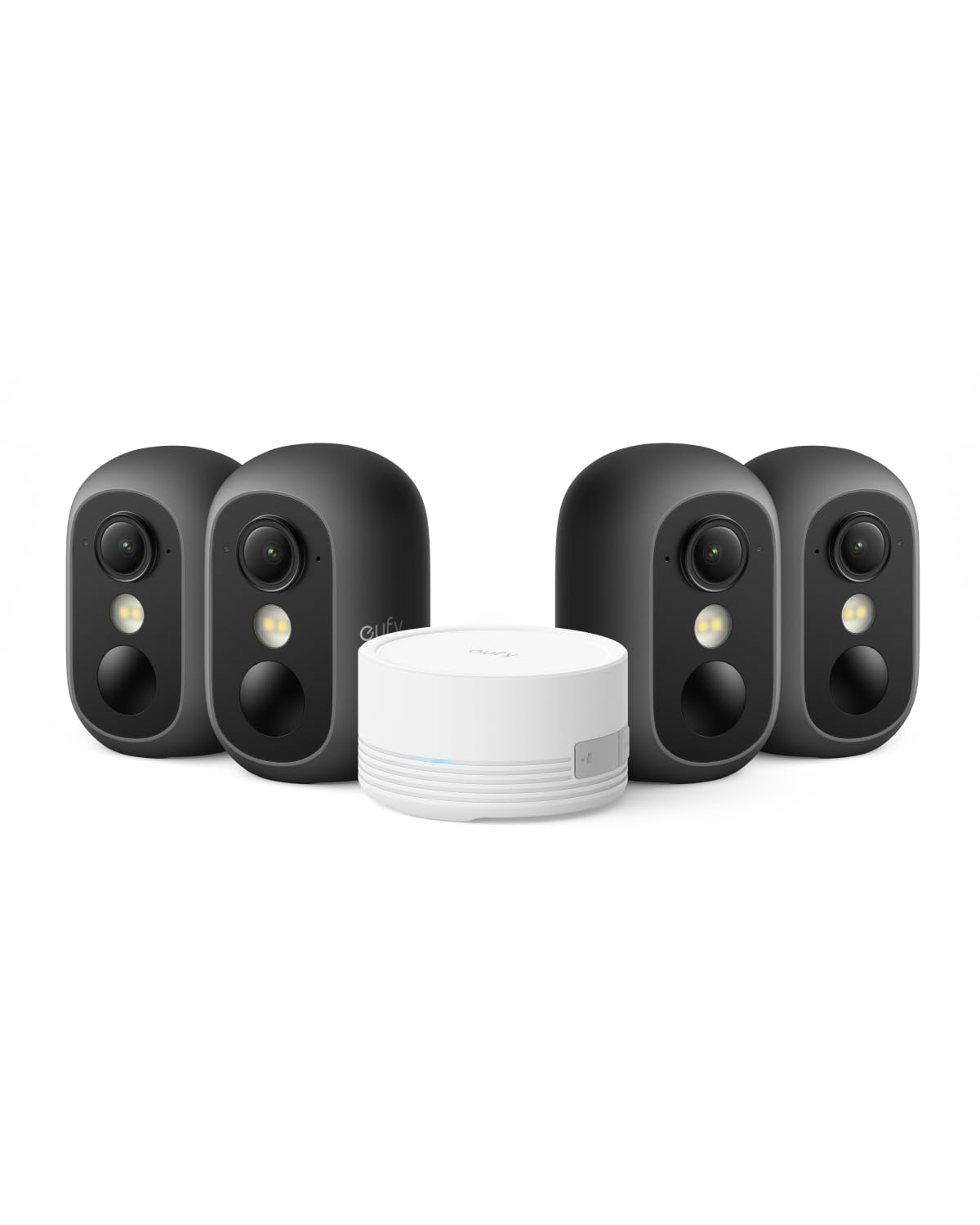 eufy Security eufyCam C35 4 Telecamere Wireless per Int/Est, Montaggio Magnetico, Vista Notturna a Colori, Memoria Locale, Nessun Costo Mensile, IP67, Riconoscimento Viso, Supporto Pannello FV, Nero