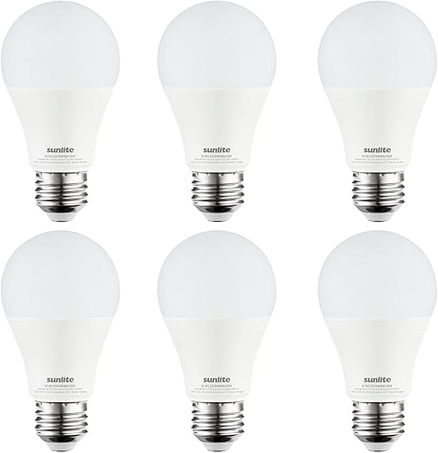 Sunlite 41833 Bombilla LED A19, 9 vatios (equivalente a 60 W), 810 lúmenes, base E26 media, 100-240 multivoltios, no regulable, escarcha, blanco