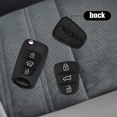 Car Key Cover 2 Pcs, Car Key Rubber Button Replacement Car Key Fob Cover 3-Button Remote Control Car Key Case Black Compatible with Kia and Hyundai Smart Remote Keys Fob Replacement Parts
