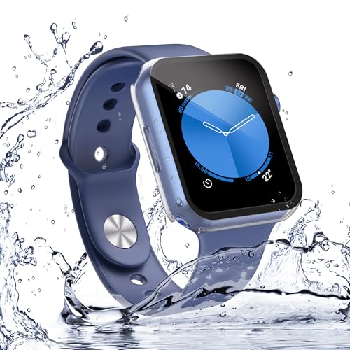 Image of Misxi [2 Pack] Waterproof Hard Case with Tempered Glass Compatible with Apple Watch SE 3 (2025) SE 2 SE Series 6 Series 5 Series 4 44mm, Protective Cover for iWatch Screen Protector, Matte Transparent